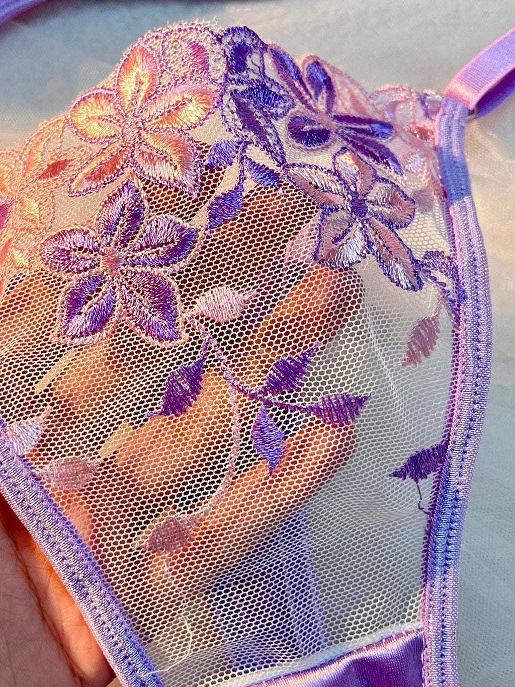 Floral Lace Embroidered 2- Piece Lingerie Set