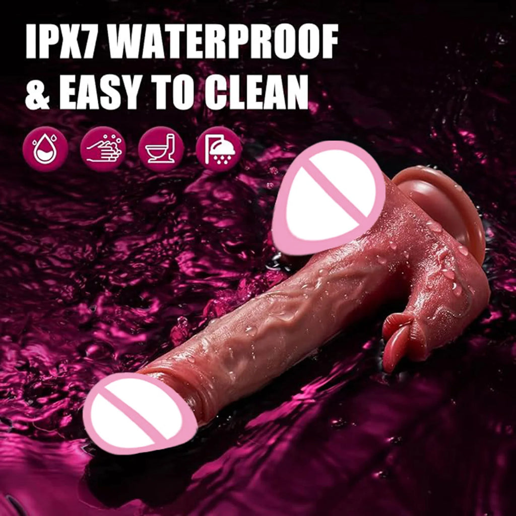 Tongue Licking Telescopic Dildo Vibrator