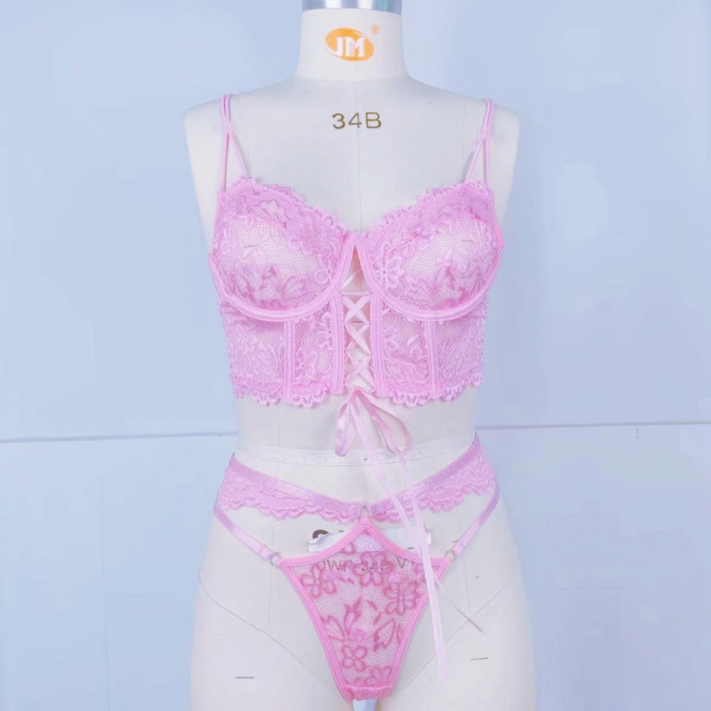 Floral Lace See-Through Bra Se