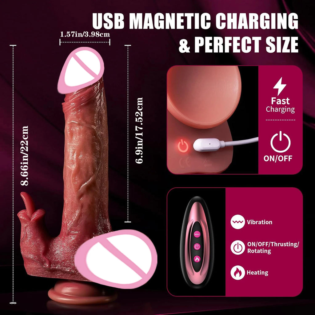 Tongue Licking Telescopic Dildo Vibrator