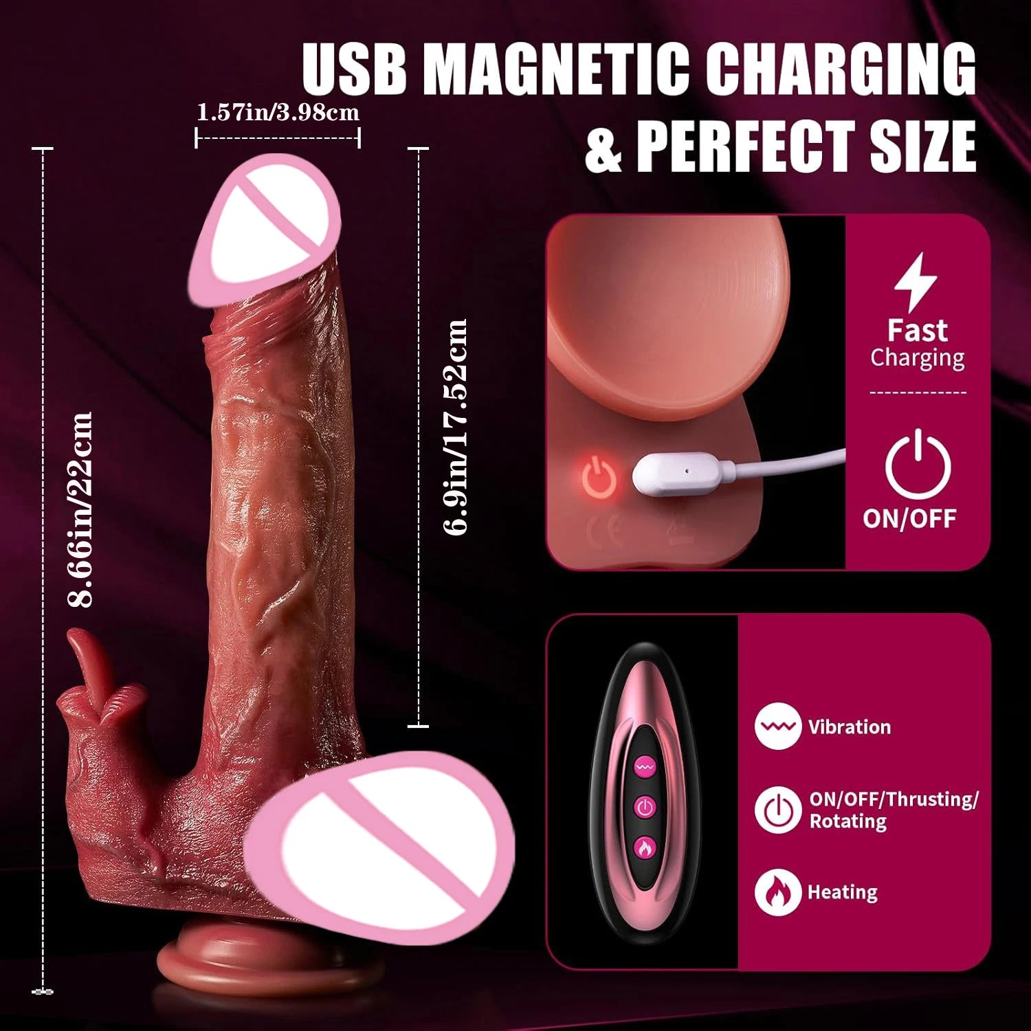 Tongue Licking Telescopic Dildo Vibrator