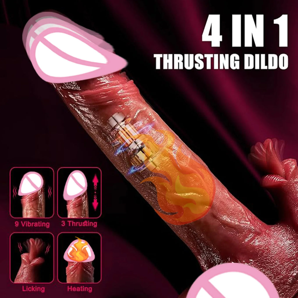 Tongue Licking Telescopic Dildo Vibrator