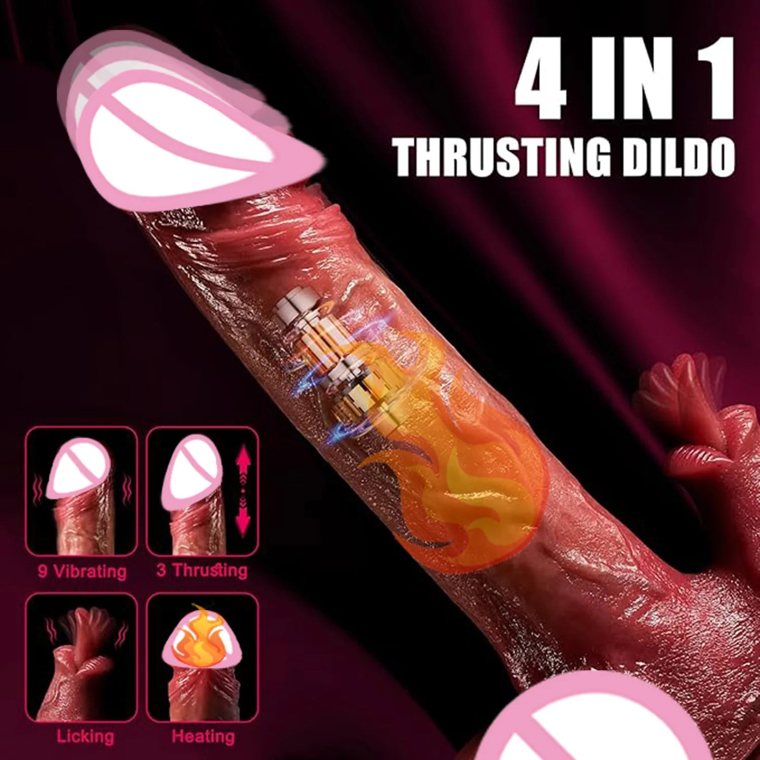 Tongue Licking Telescopic Dildo Vibrator