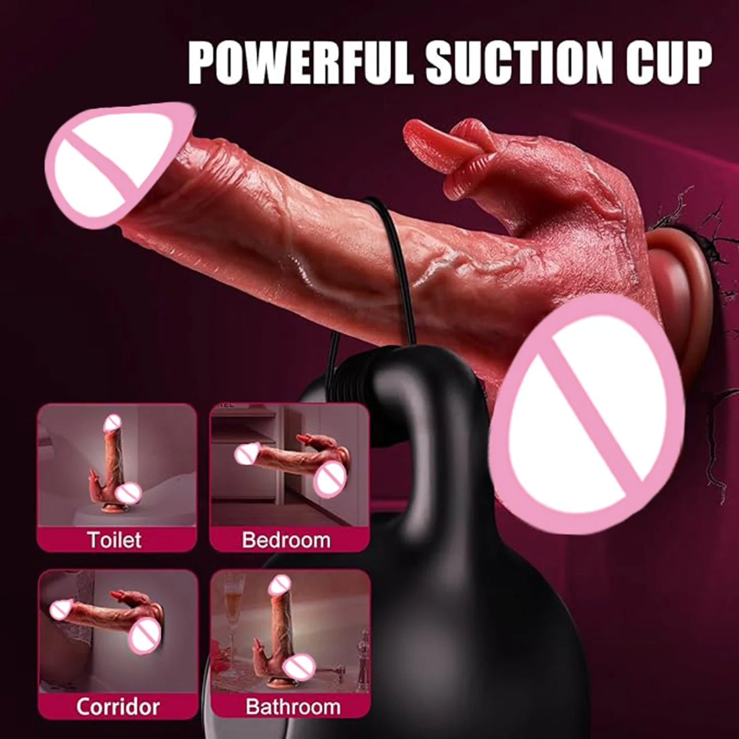 Tongue Licking Telescopic Dildo Vibrator