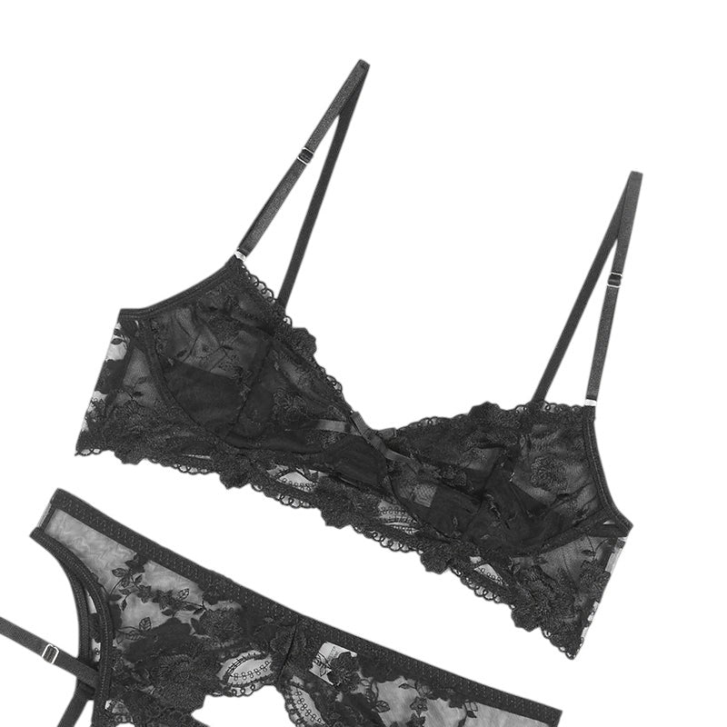 Lace Embroidery Push-Up Lingerie Set